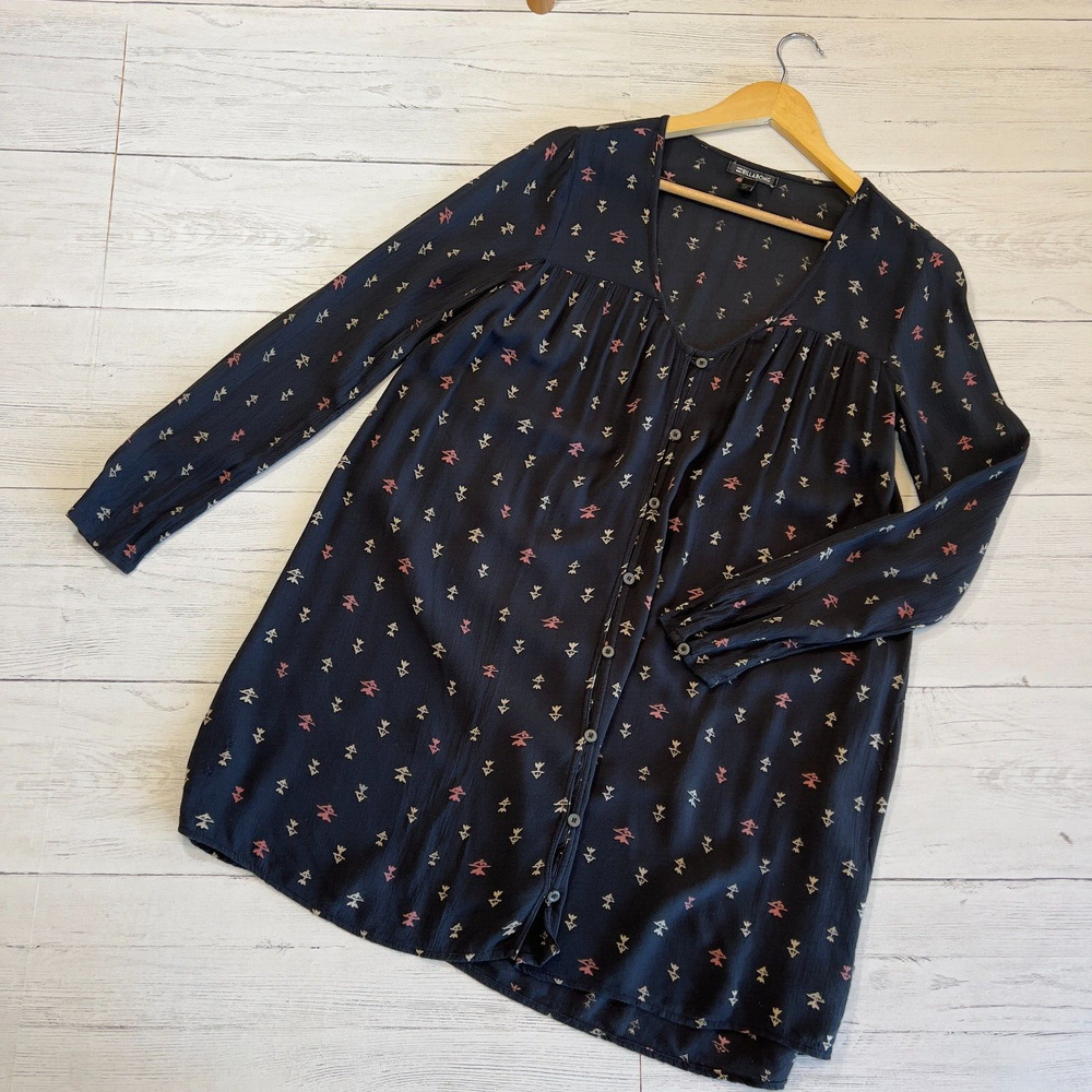 Billabong Dress Womens Size S/P Black Moongazer Bohemian Button Down Tunic - Picture 5 of 13